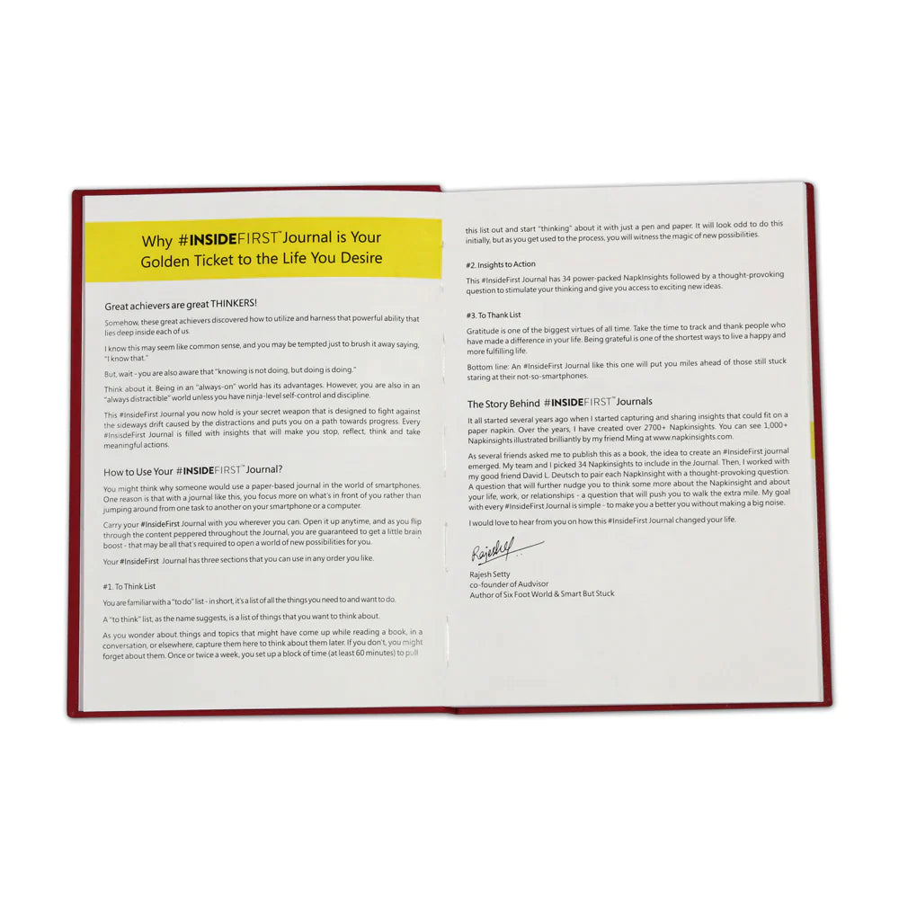 InsideFirst Journal, The Journal for Super Achievers, 34 Insights to Action Color (Statement Red)