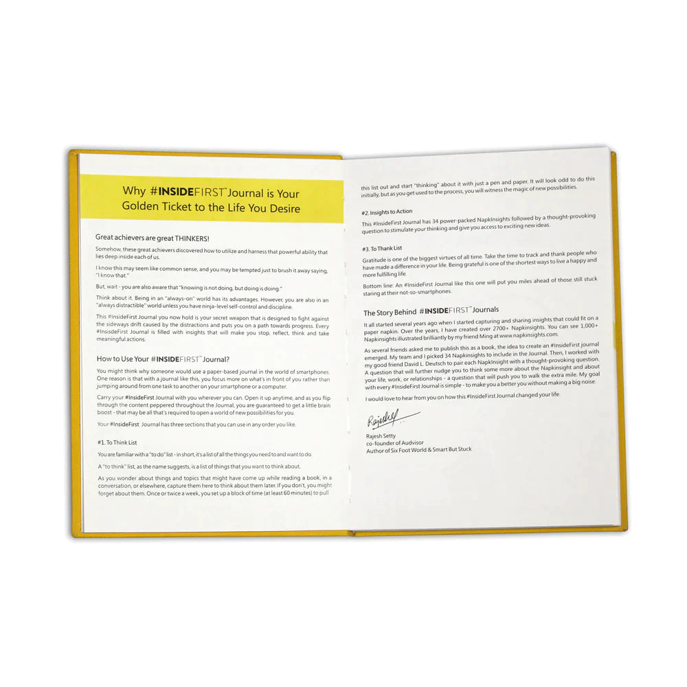 InsideFirst Journal, The Journal for Super Achievers, 34 Insights to Action (Peaceful Yellow)