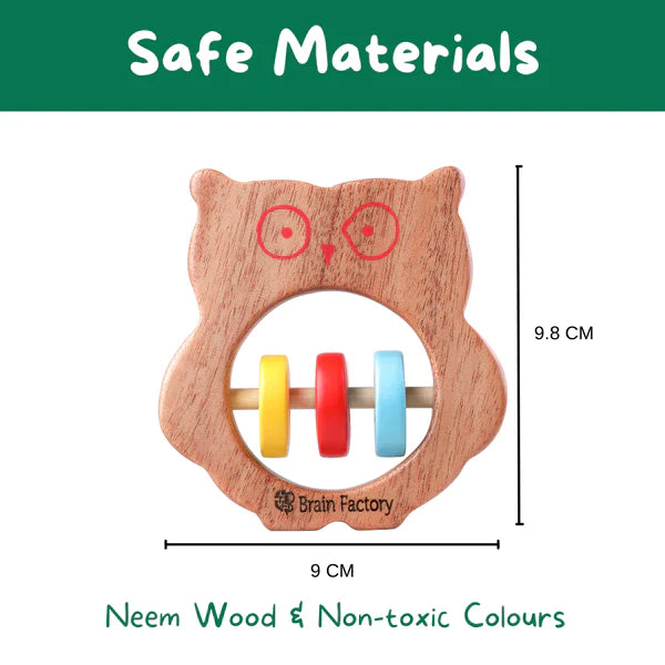 Neem Wood Owl Rattle Teether