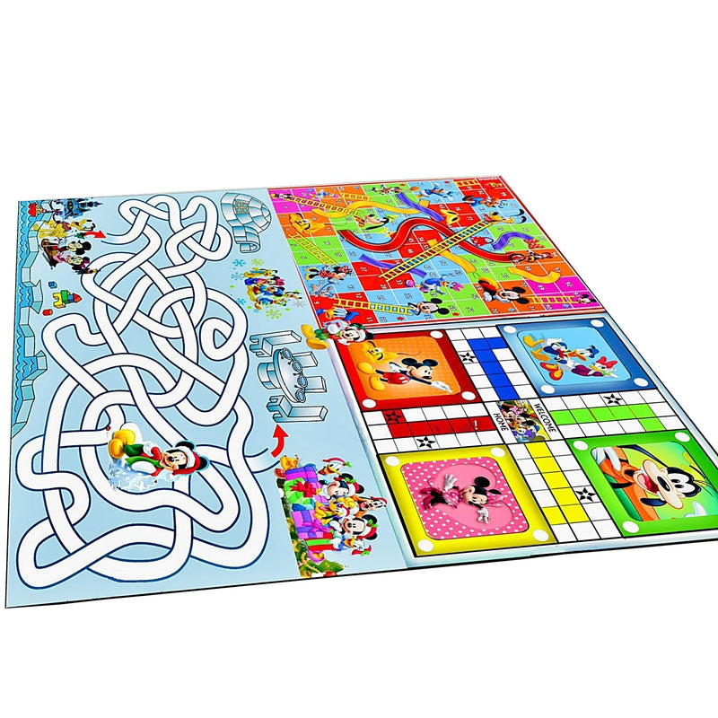 Mickey Mouse Printed Jumbo 3 in 1 Ludo, Snake & Ladder and Town Game with Dice & Tokens