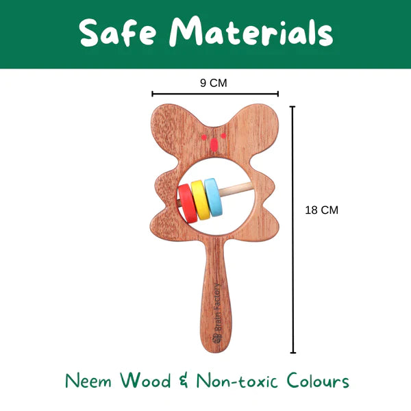 Neem Wood Bear Teether Rattle