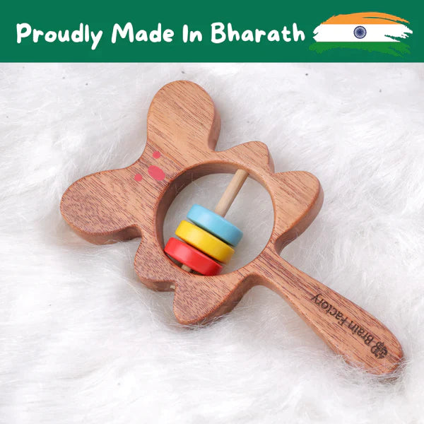 Neem Wood Bear Teether Rattle