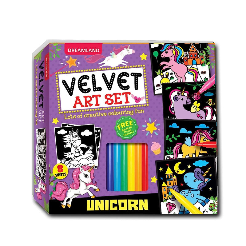 Unicorn - Velvet Art Set With 10 Free Sketch Pens