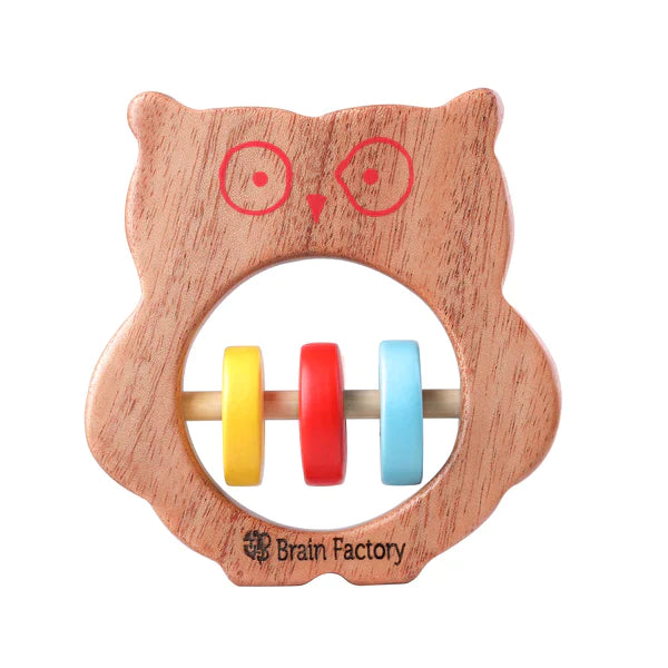 Neem Wood Bear And Owl Teether Rattle Combo Set