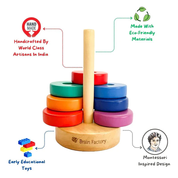 Wooden Rainbow Ring Stacking Toy