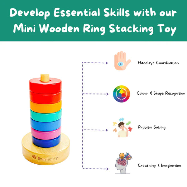 Wooden Rainbow Ring Stacking Toy