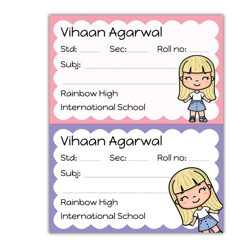 Personalised School Book Labels (Cod Not Available)