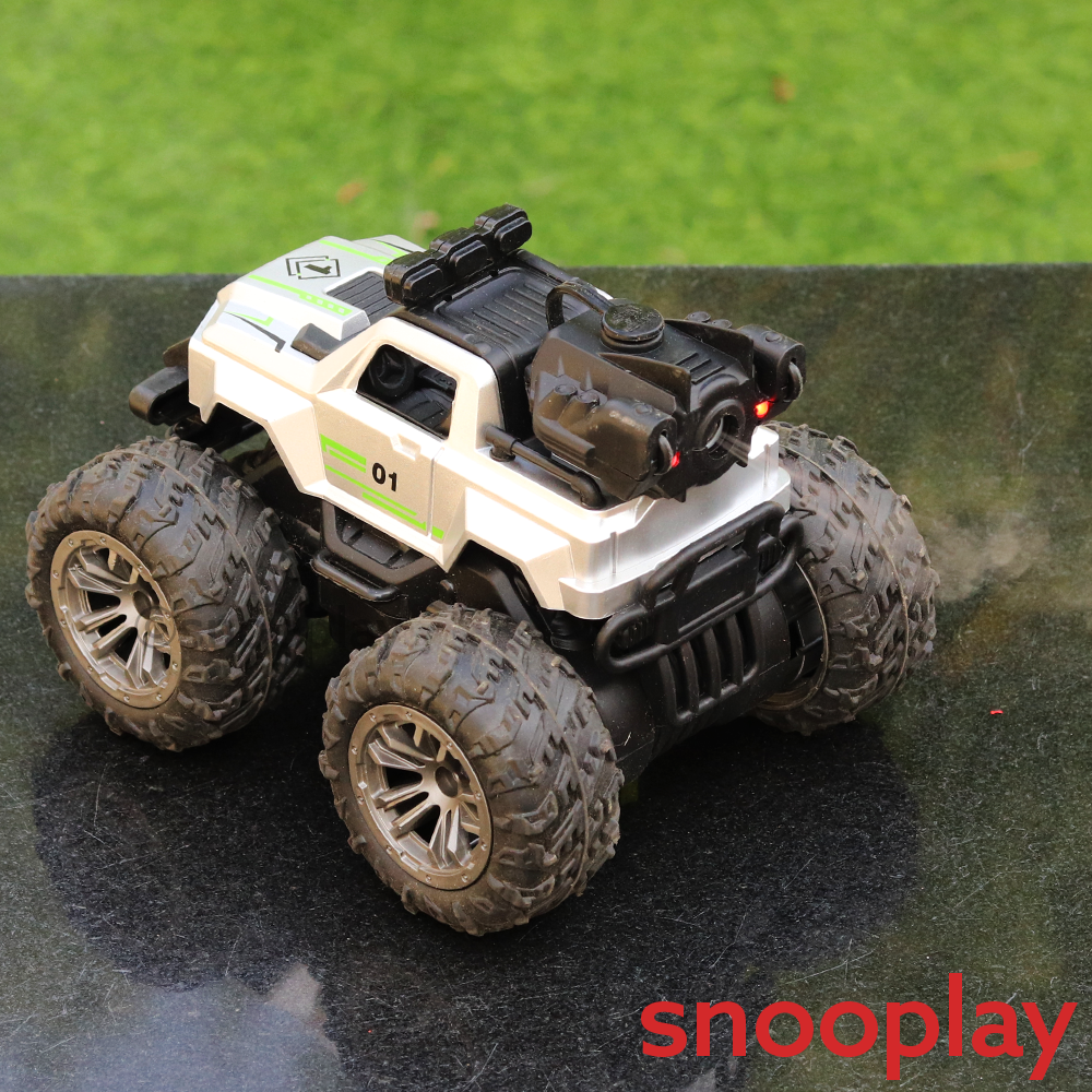 Remote Controlled Spray Stunt Car with LED Lights and One Touch Spray effect (Scale 1:14) - Assorted Colors