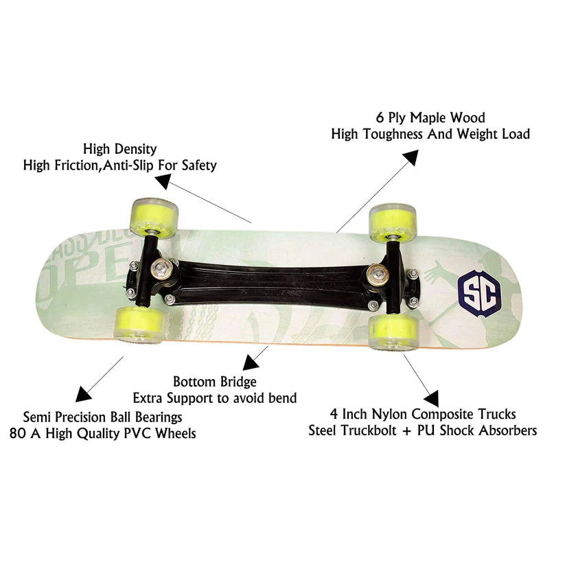 Skateboard (Skull Head) Skateboard Specially Designed With A Pro Pattern (7 Years - Grown Ups)