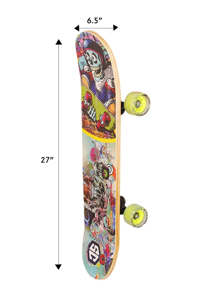 Skateboard (Skull Head) Skateboard Specially Designed With A Pro Pattern (7 Years - Grown Ups)