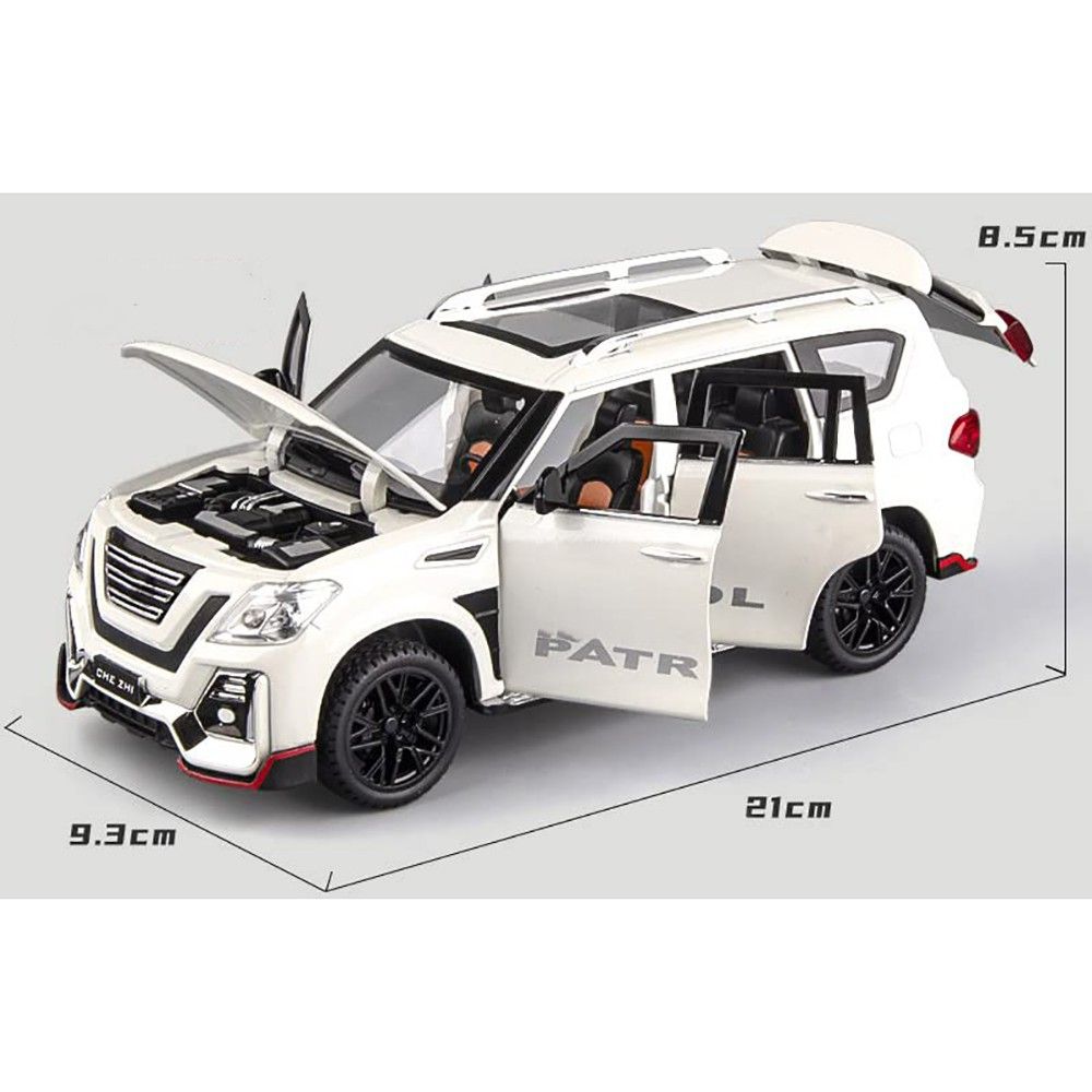 Nissan Patrol Diecast Car with Openable Parts, Lights and Sounds (Scale 1:24) - Assorted Colors