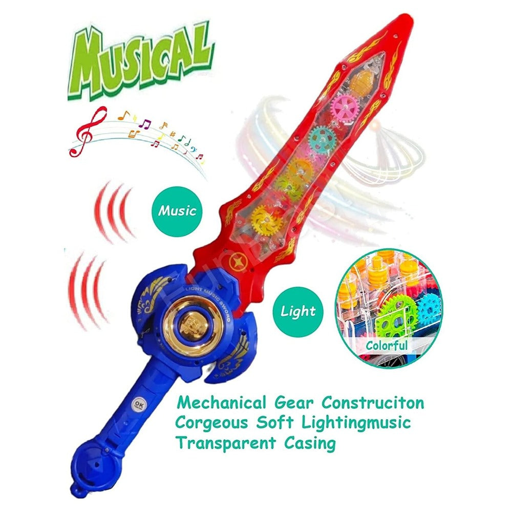 Gear Sword Vibration Transparent Toy with Colourful Lights and Sounds